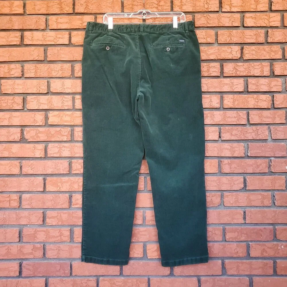 IZOD Corduroy Pants 35 x 28 (36x29 Label) Green Straight Leg Casual Chino Preppy - Picture 2 of 11